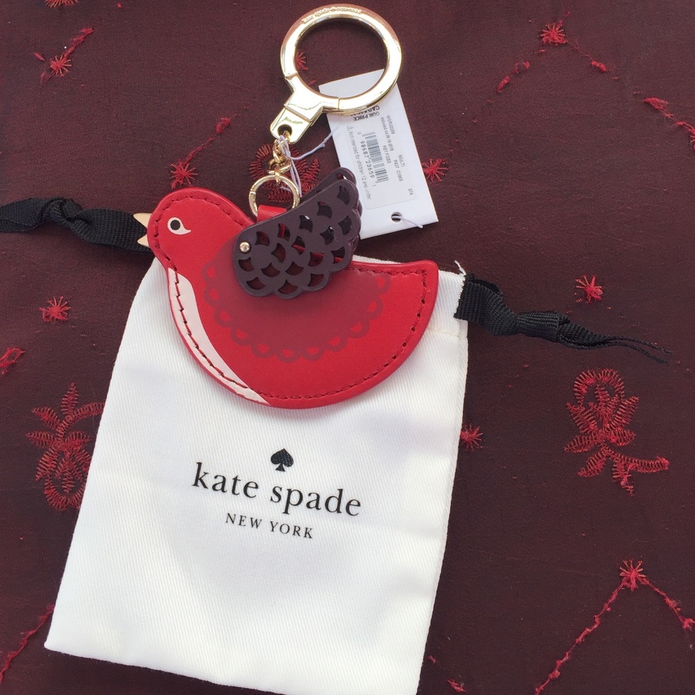 Kate Spade Oh La La Red Leather Key Chain Bird NWT - Picture 6 of 6